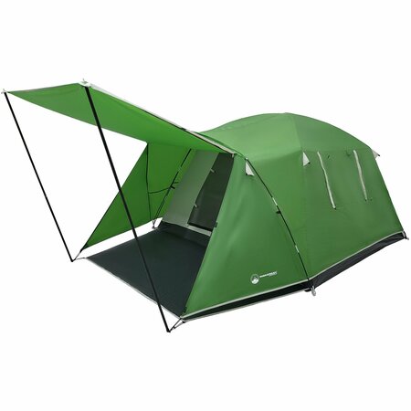WAKEMAN OUTDOORS 4 Person Tent with Porch, Green 75-CMP1121